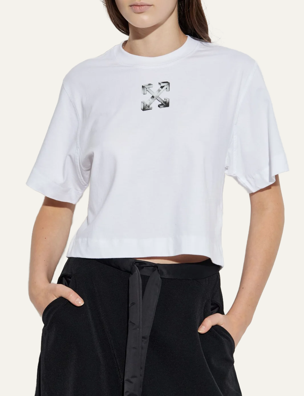 OFF WHITE METAL OFF CROP TEE