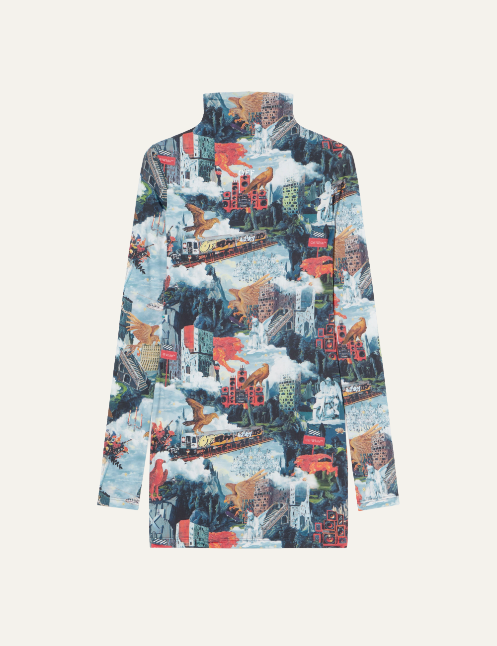 OFF WHITE WORLD PAINT SKIN MINI DRESS AI-PRINT WHITE