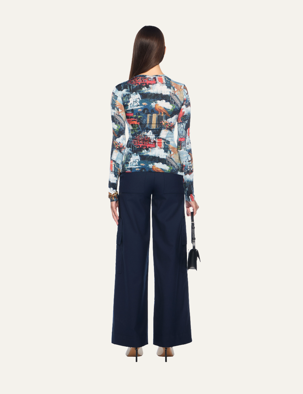 OFF WHITE WORLD PAINT SECOND SKIN L/S CREW AI PRINT WHITE