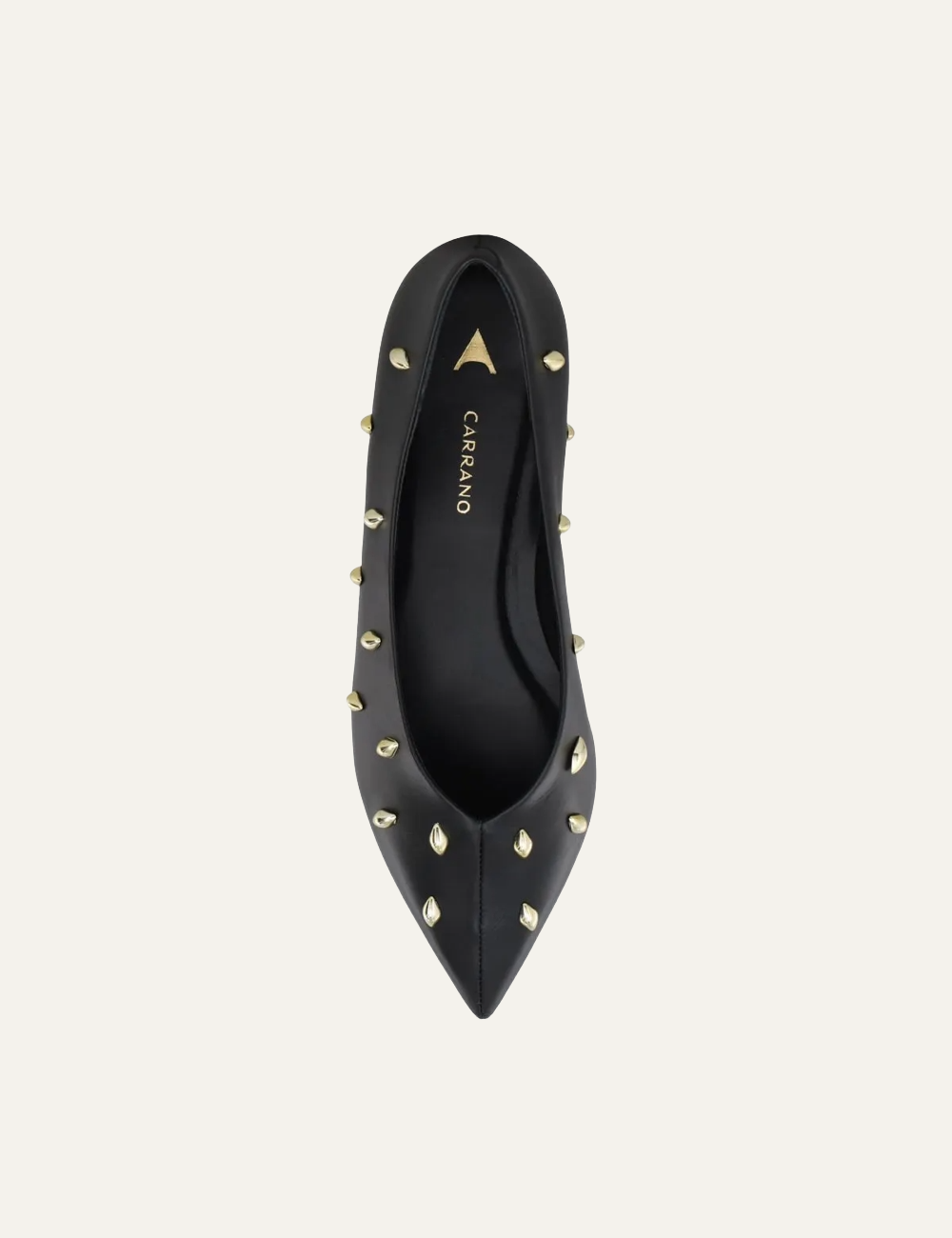 CARRANO BLACK LEATHER STUDDED BALLERINAS