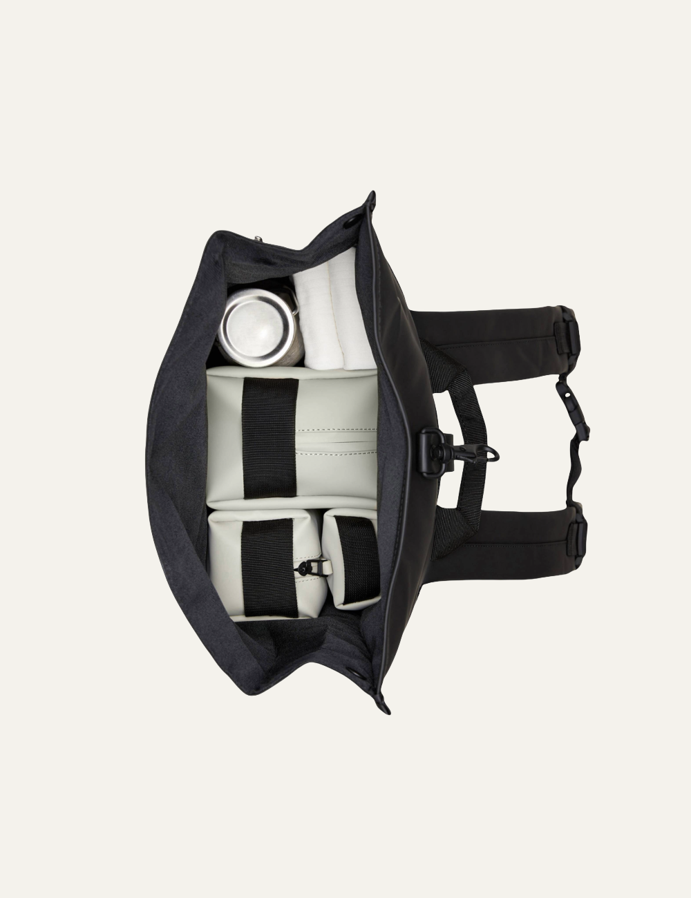 RAINS Rolltop Rucksack W3 Black Grain