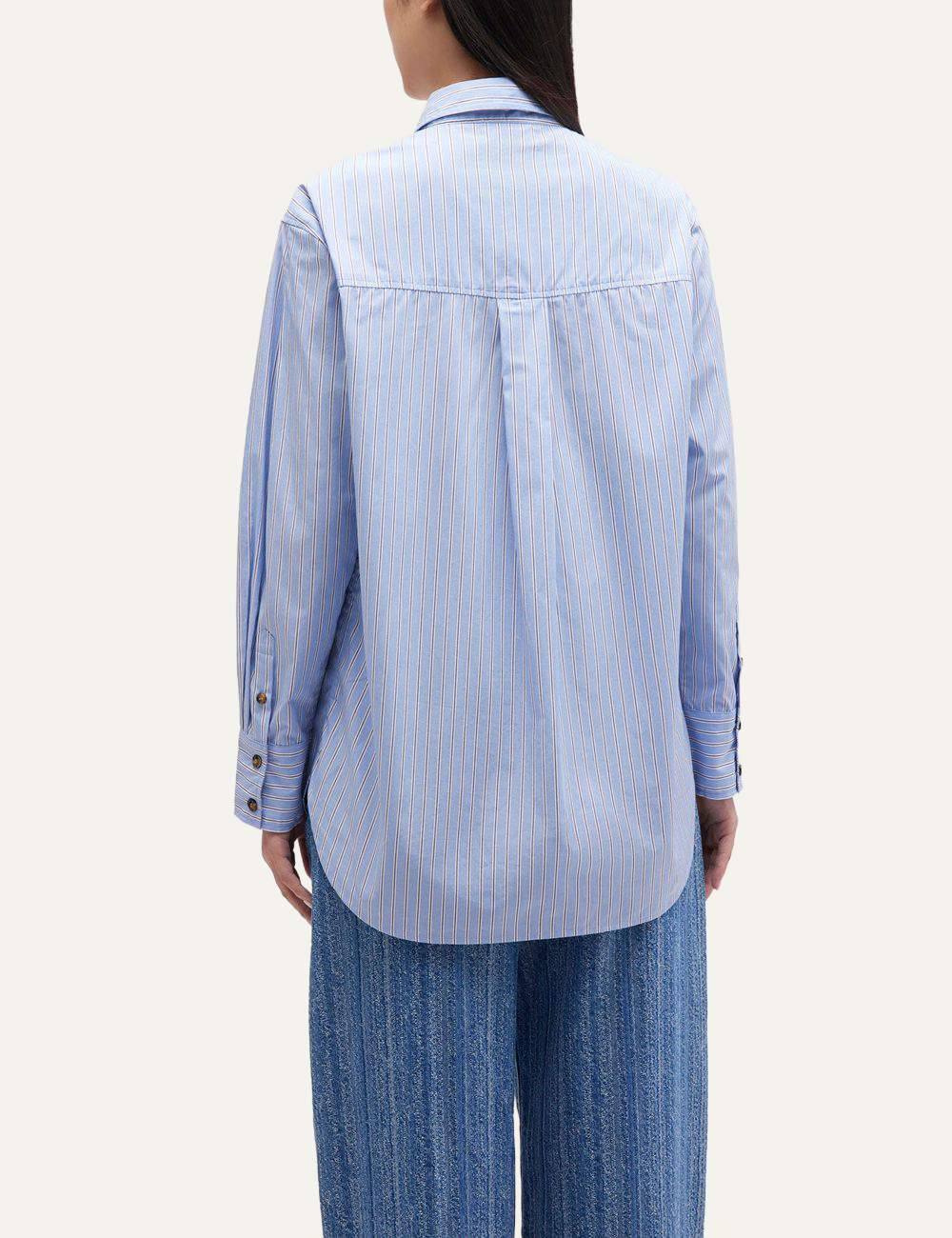 ganni oversized shirt lavender lustre back view