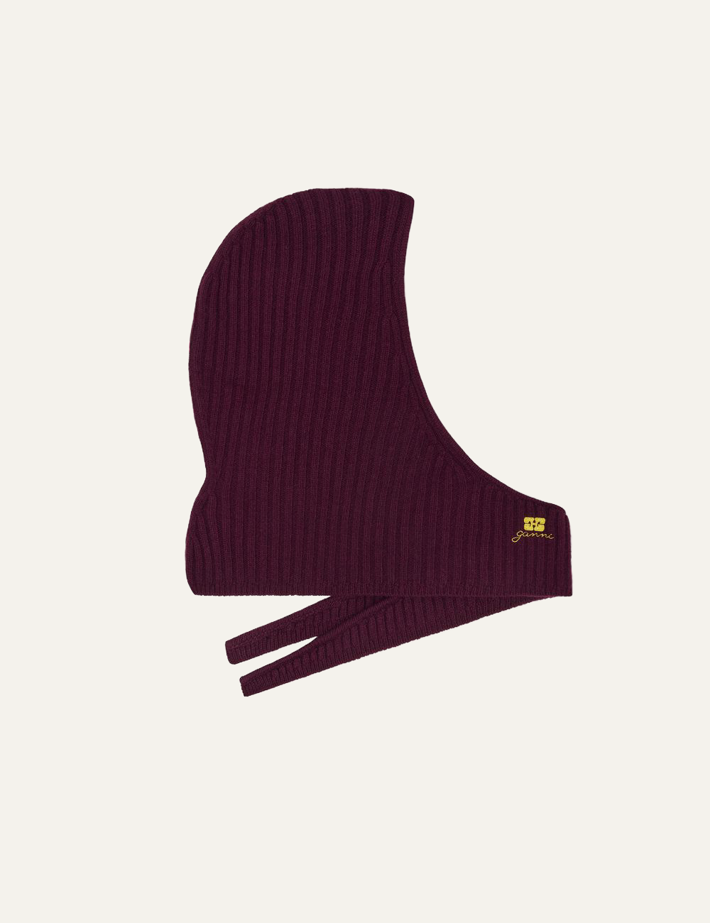 ganni core future balaclava burgundy side view