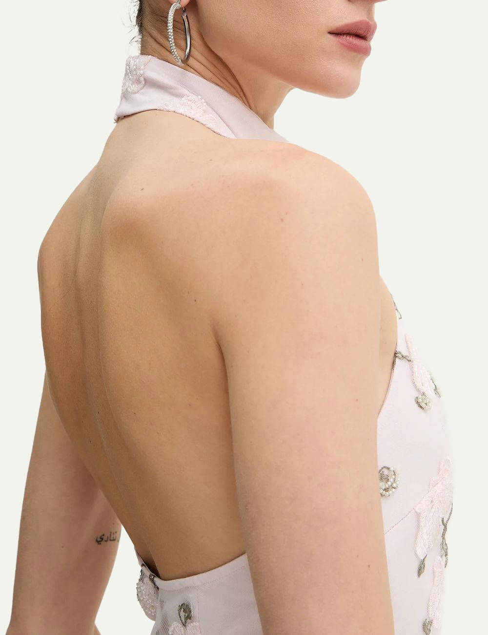 ROTATE FLOWER BEADS MAXI DRESS