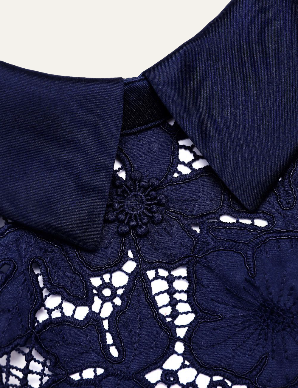 SELF-PORTRAIT LACE MIDI DRESS NAVY