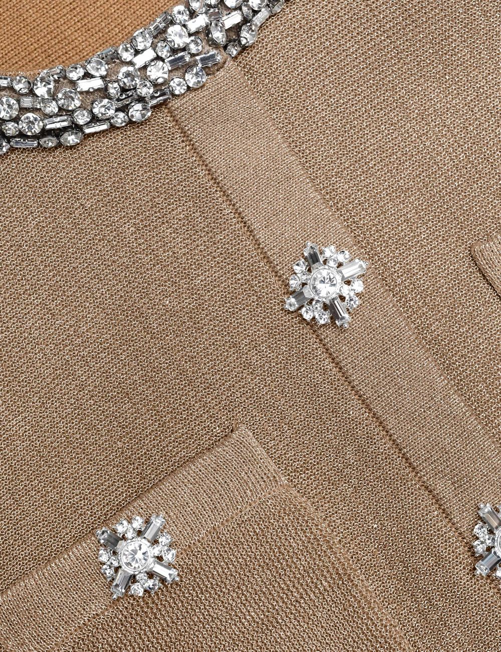 SELF-PORTRAIT KNIT MINI DRESS GOLD