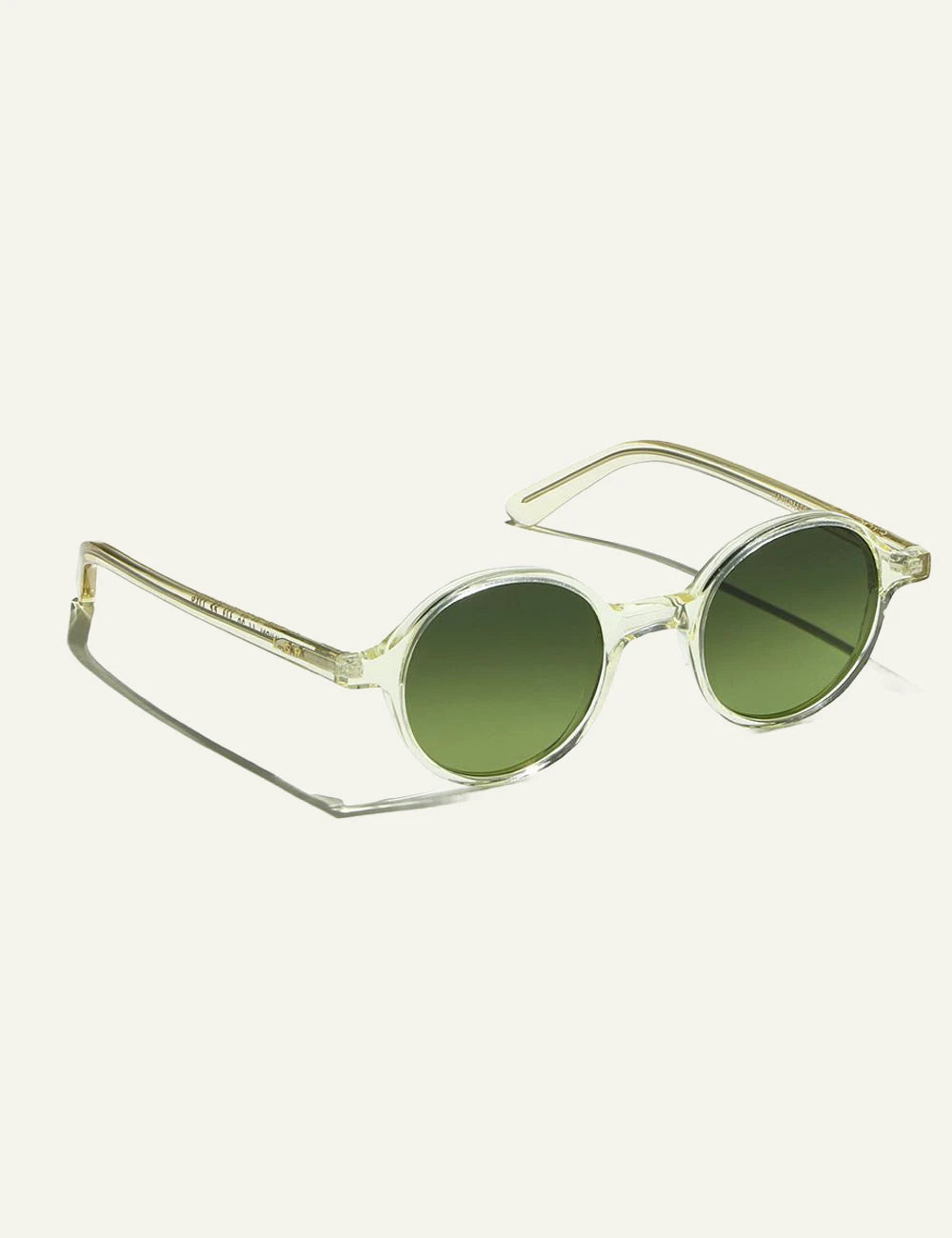 LGR Reunion sunglasses champagne frame green gradient lenses side view