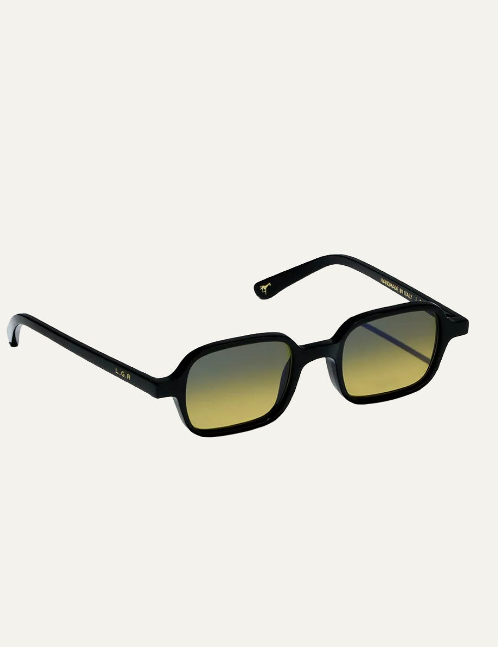 LGR Marrakech sunglasses black frame yellow gradient lenses side view