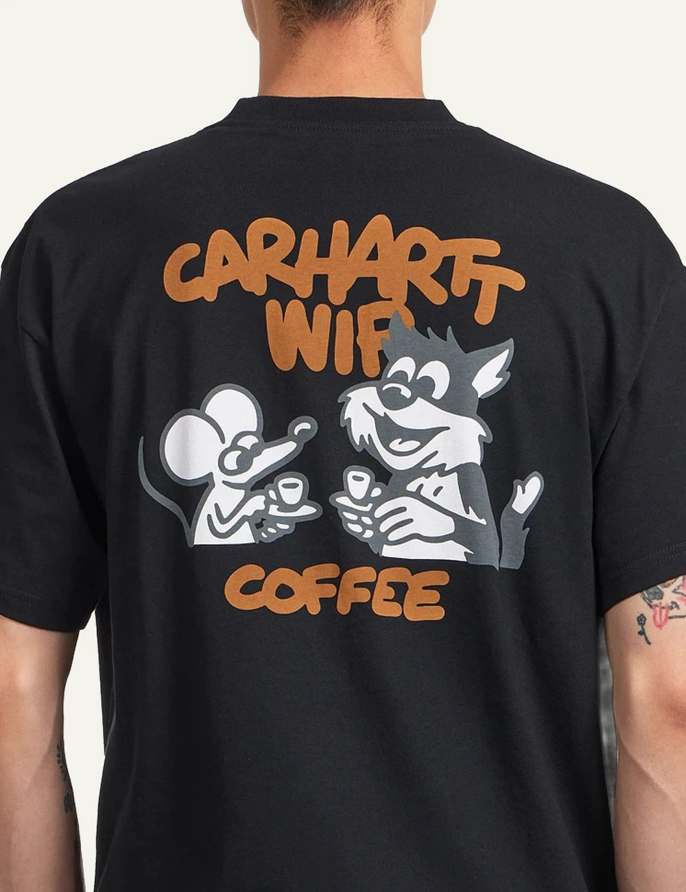 Carhartt WIP Coffee Break t-shirt black me print logo sto stithos back