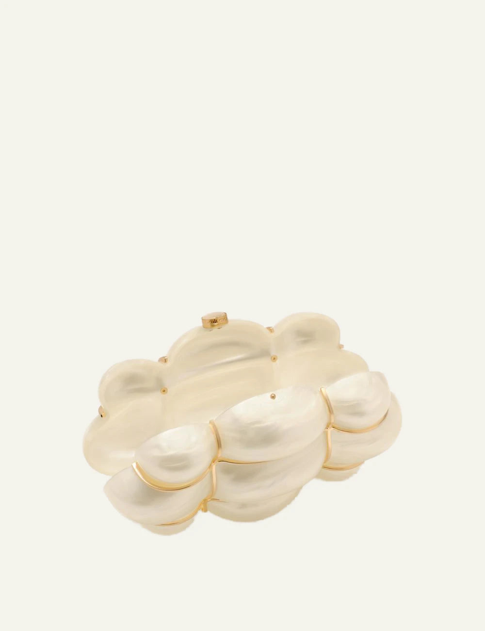 Women's Cult Gaia Bolla ivory acrylic clutch with gold-tone caged metal frame top