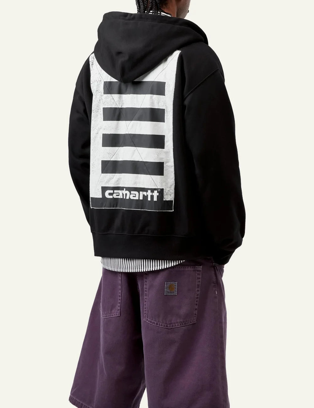 Carhartt WIP Archive Lines Jacket black-back view με large graphic print σε white/black stripes και Carhartt branding