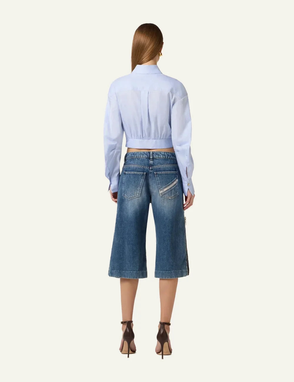 Elisabetta Franchi Cotton poplin shirt with waistband
