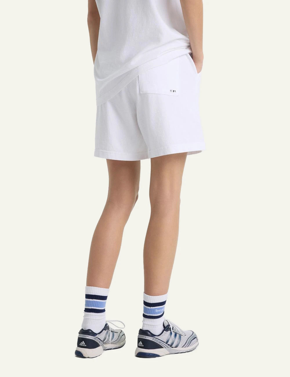 Sporty and Rich NY Yankees cotton shorts white back view