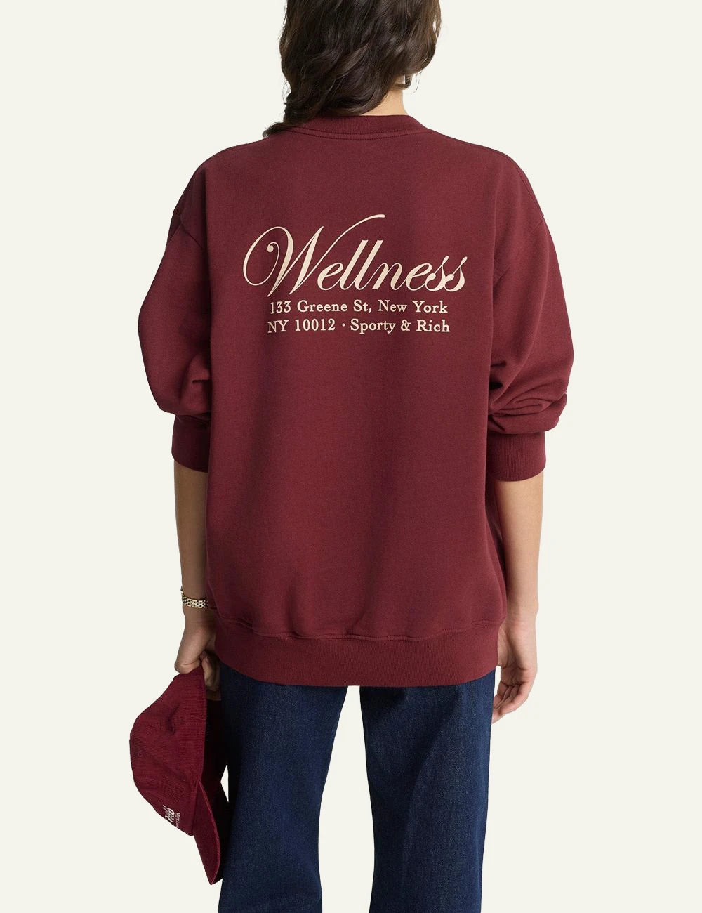 Sporty and Rich wellness crewneck sweatshirt merlot back view