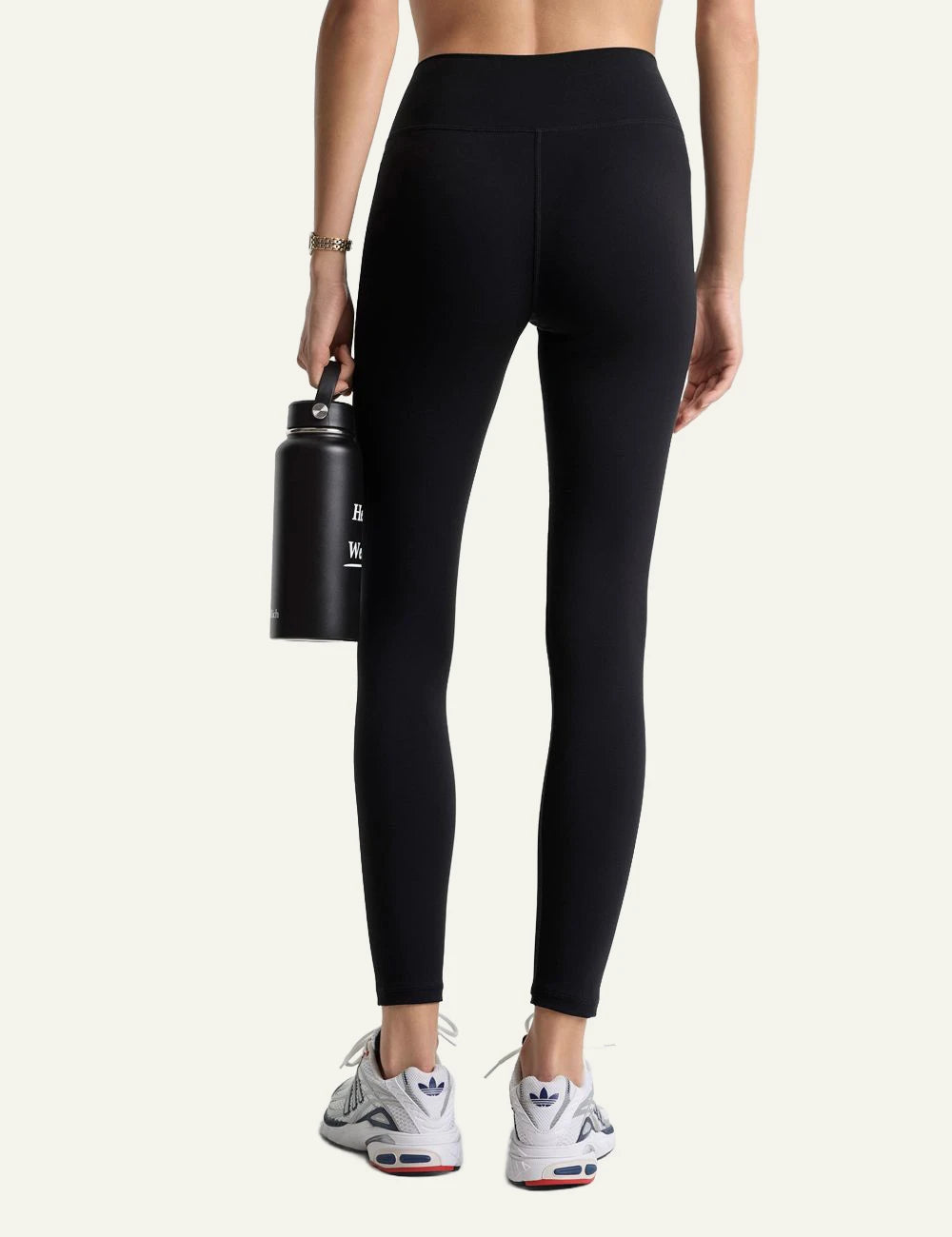 Sporty and Rich black ankle leggings front back view