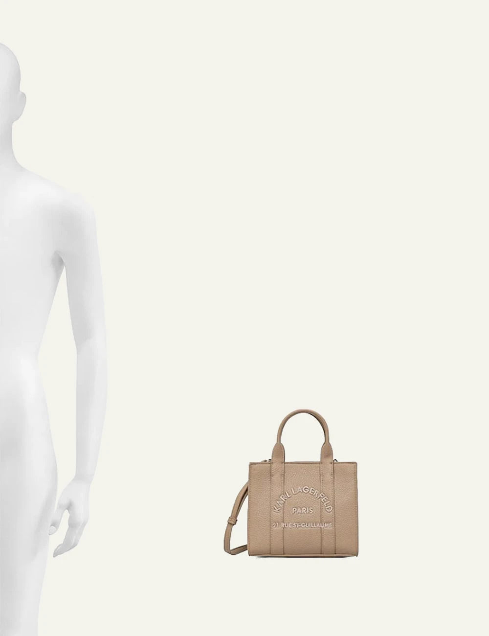 Karl Lagerfeld Paris small tote bag beige full body scale view
