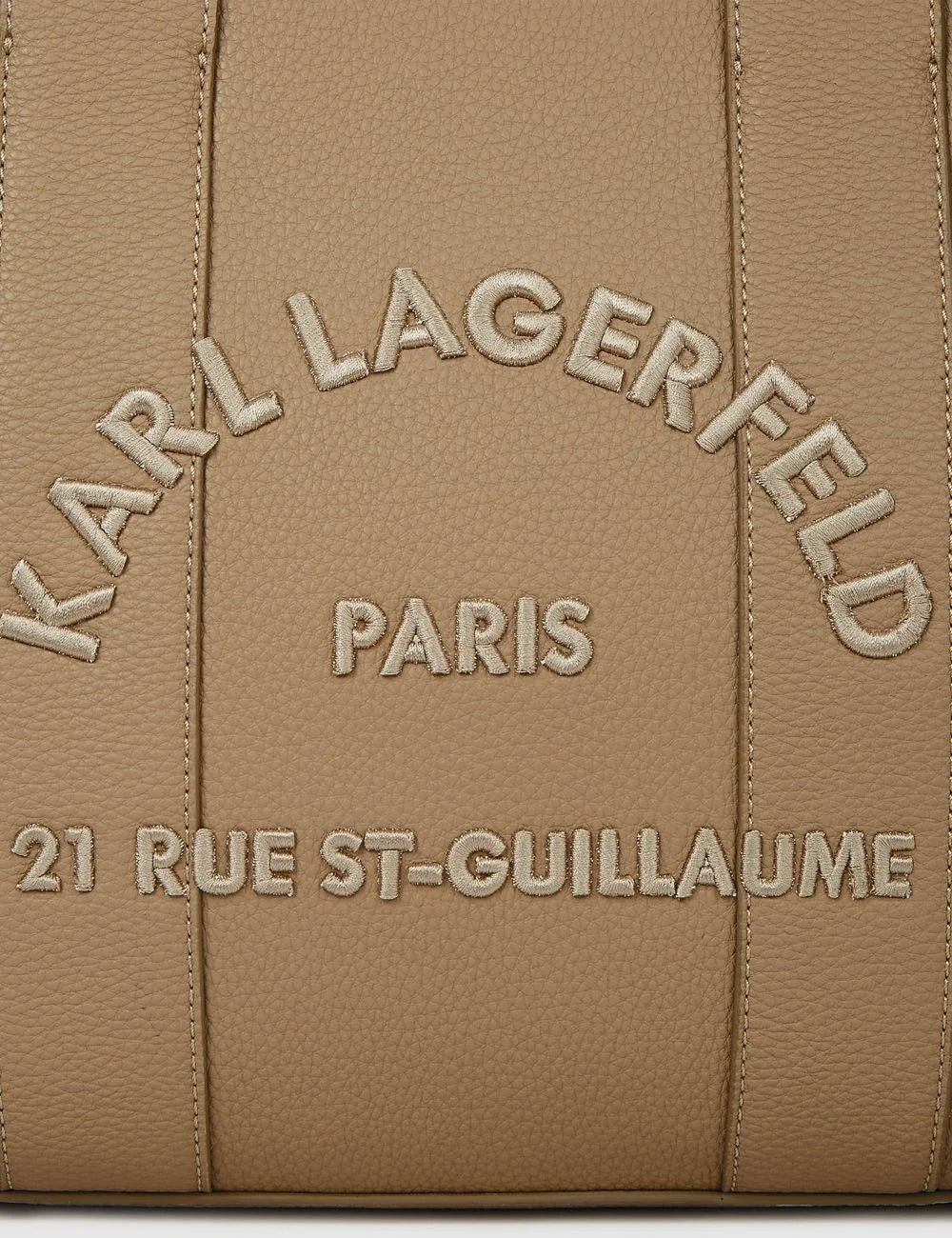 Karl Lagerfeld Rue St Guillaume Tote Bag Beige front logo embroidery detail