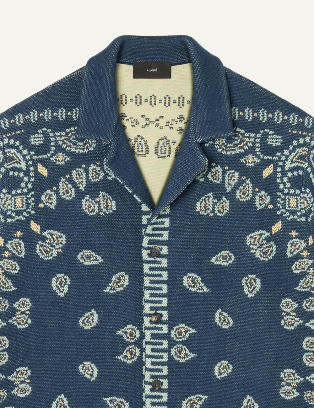 Ανδρικό Alanui bandana shirt λεπτομέρεια γιακά και horn buttons