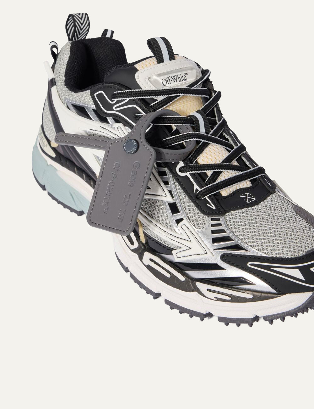 Off-White ανδρικά sneakers technical mesh grey black detail view με Zip Tie