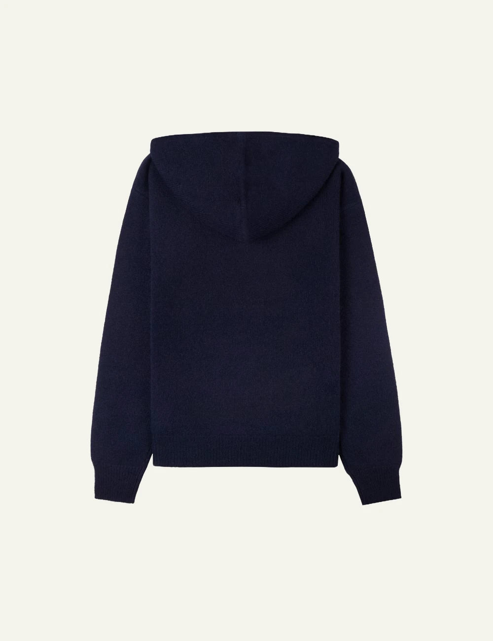 Sporty and Rich navy cashmere zip hoodie back view