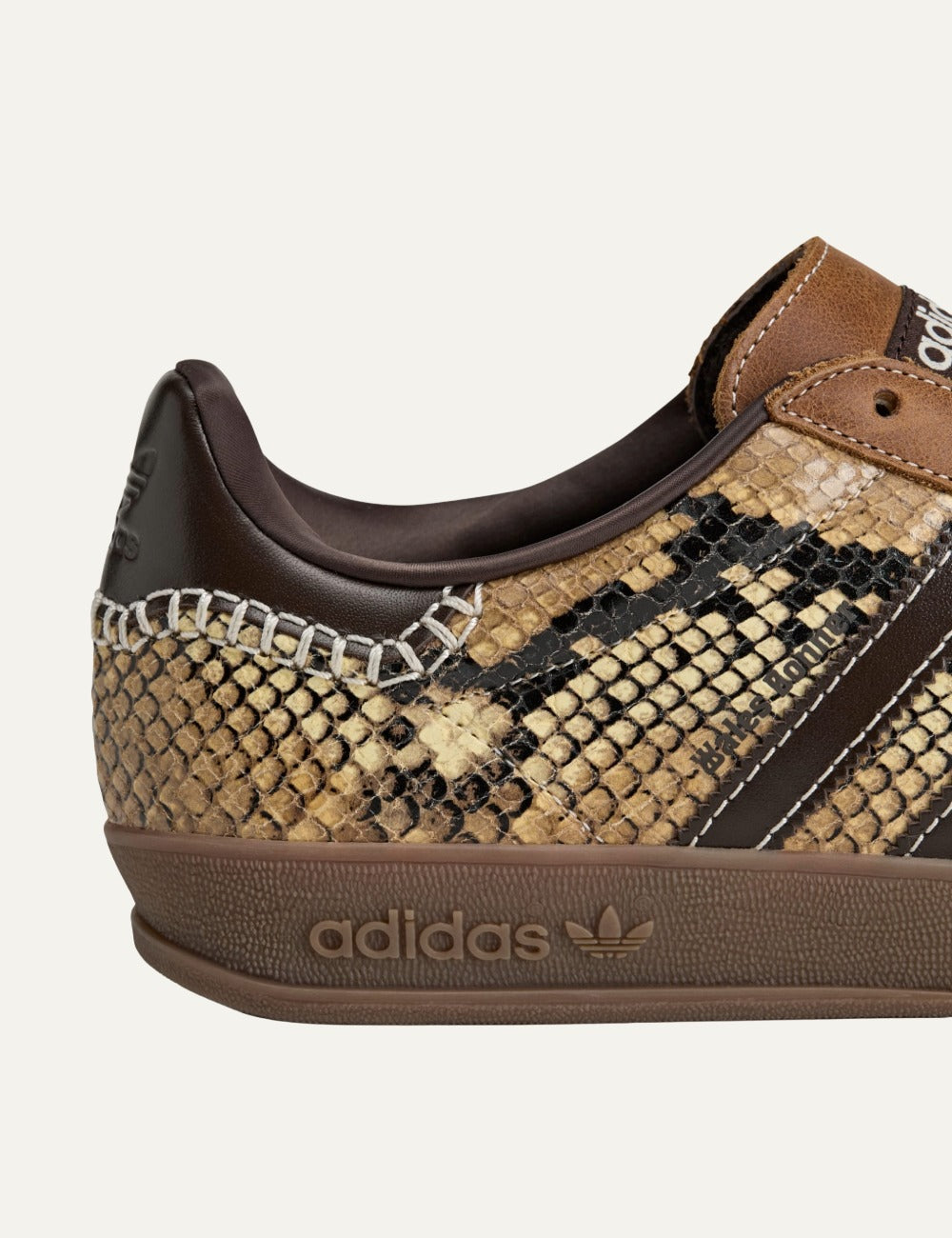 Adidas Y-3 Wales Bonner Gazelle snake leather sneakers brown detail view