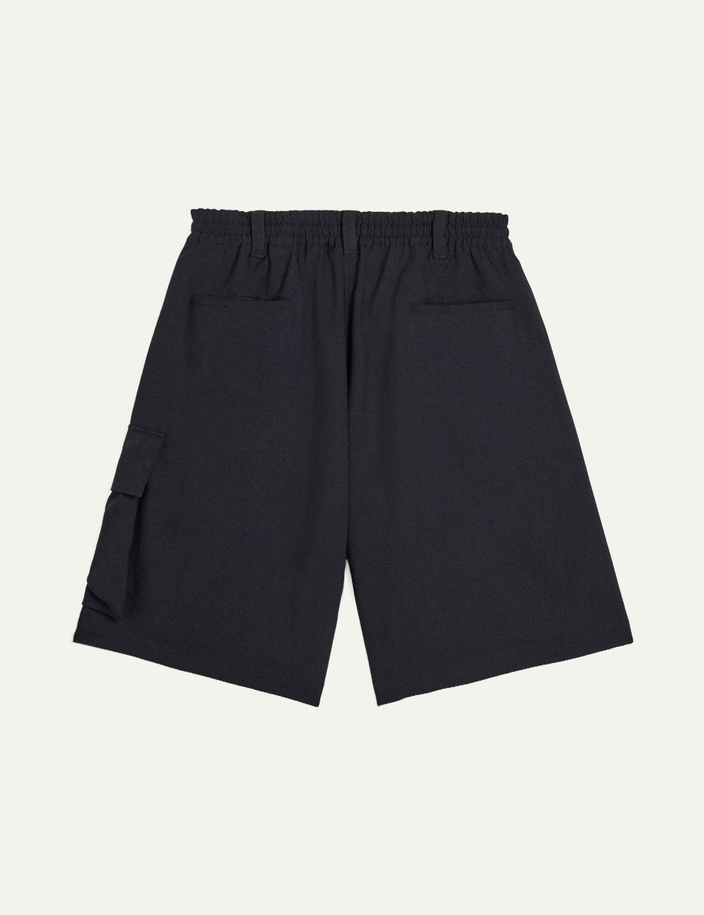 Y-3 black cargo shorts back view relaxed fit