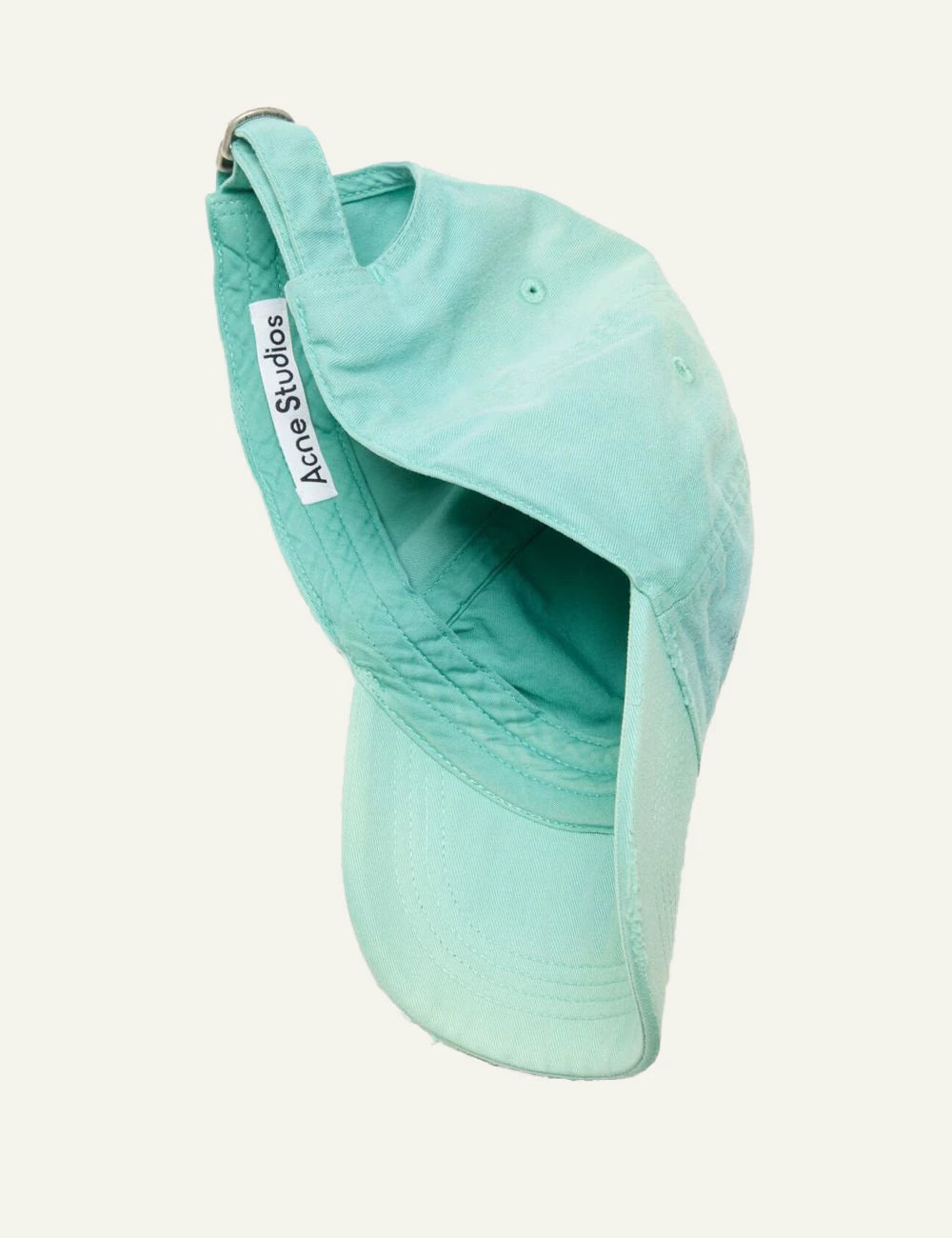 Acne Studios baseball cap mint green cotton sun faded logo side view