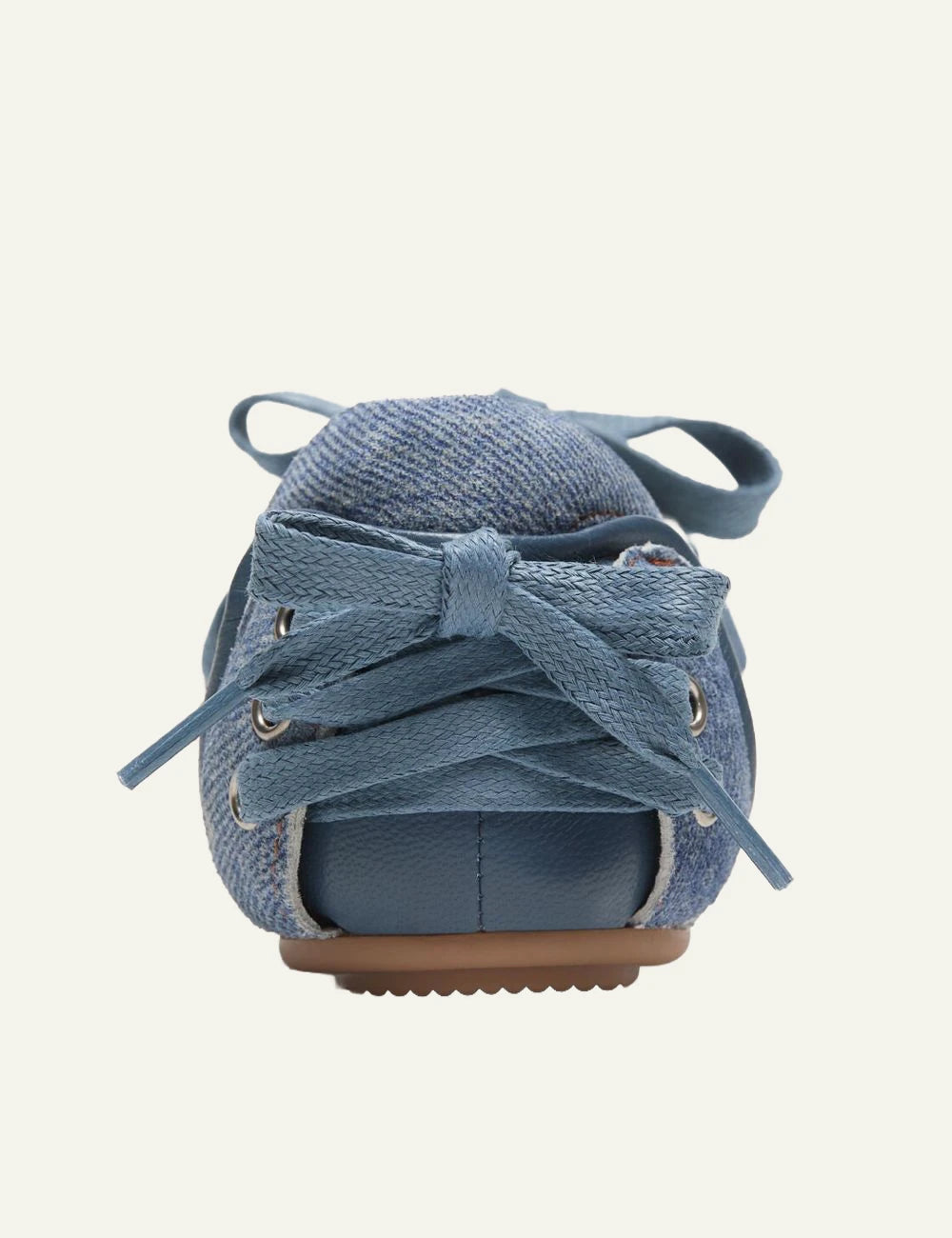 Acne Studios lace up ballerina shoes denim suede blue back view