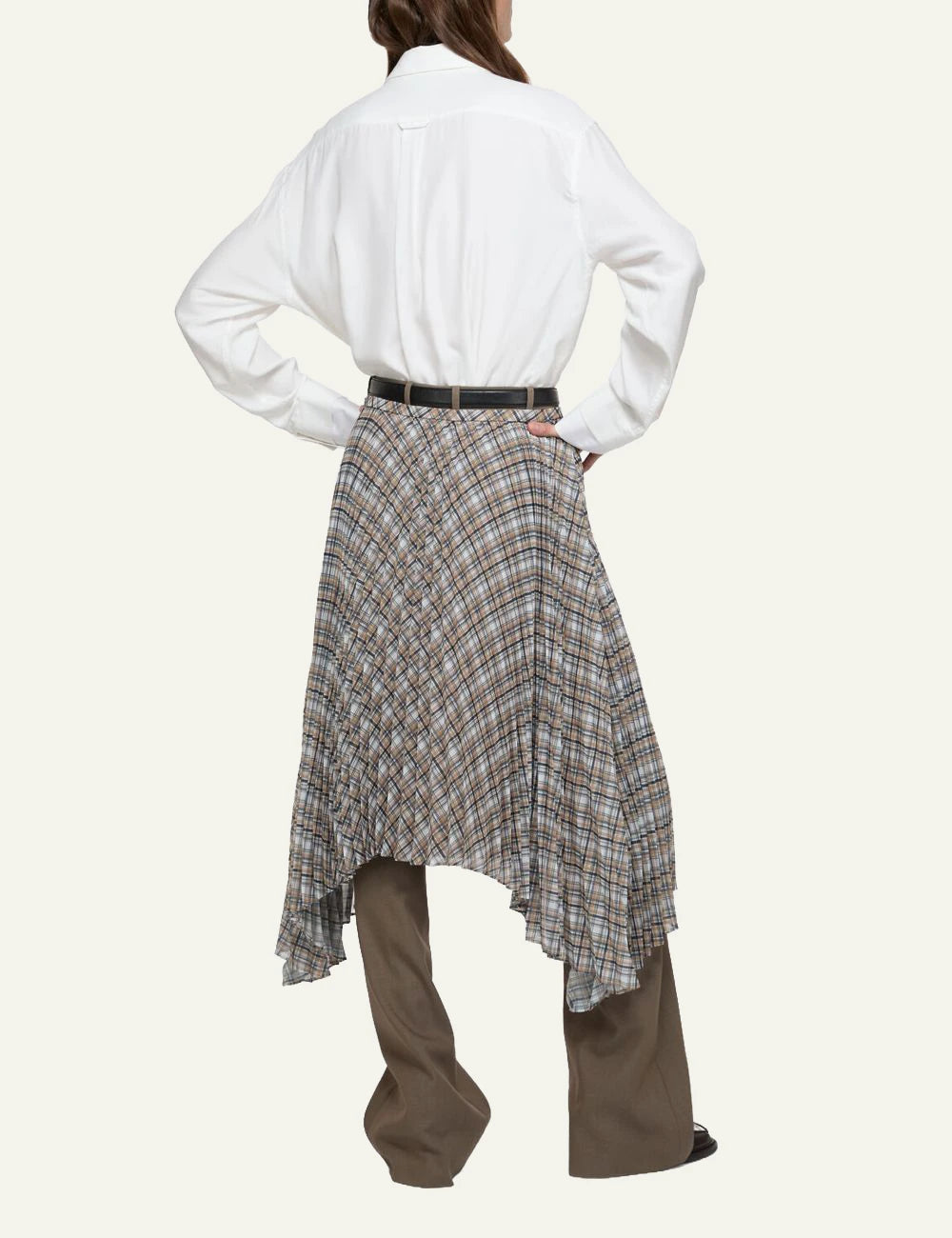 Acne Studios layered shirt white double collar fluid fabric back view