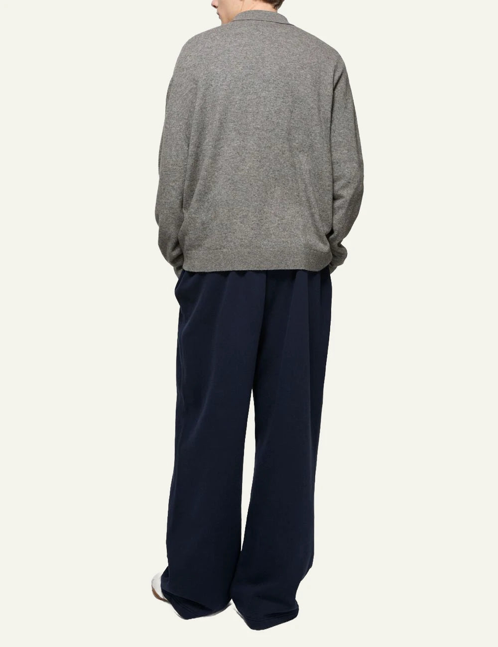 Acne Studios men's grey yak wool blend knitted polo sweater back