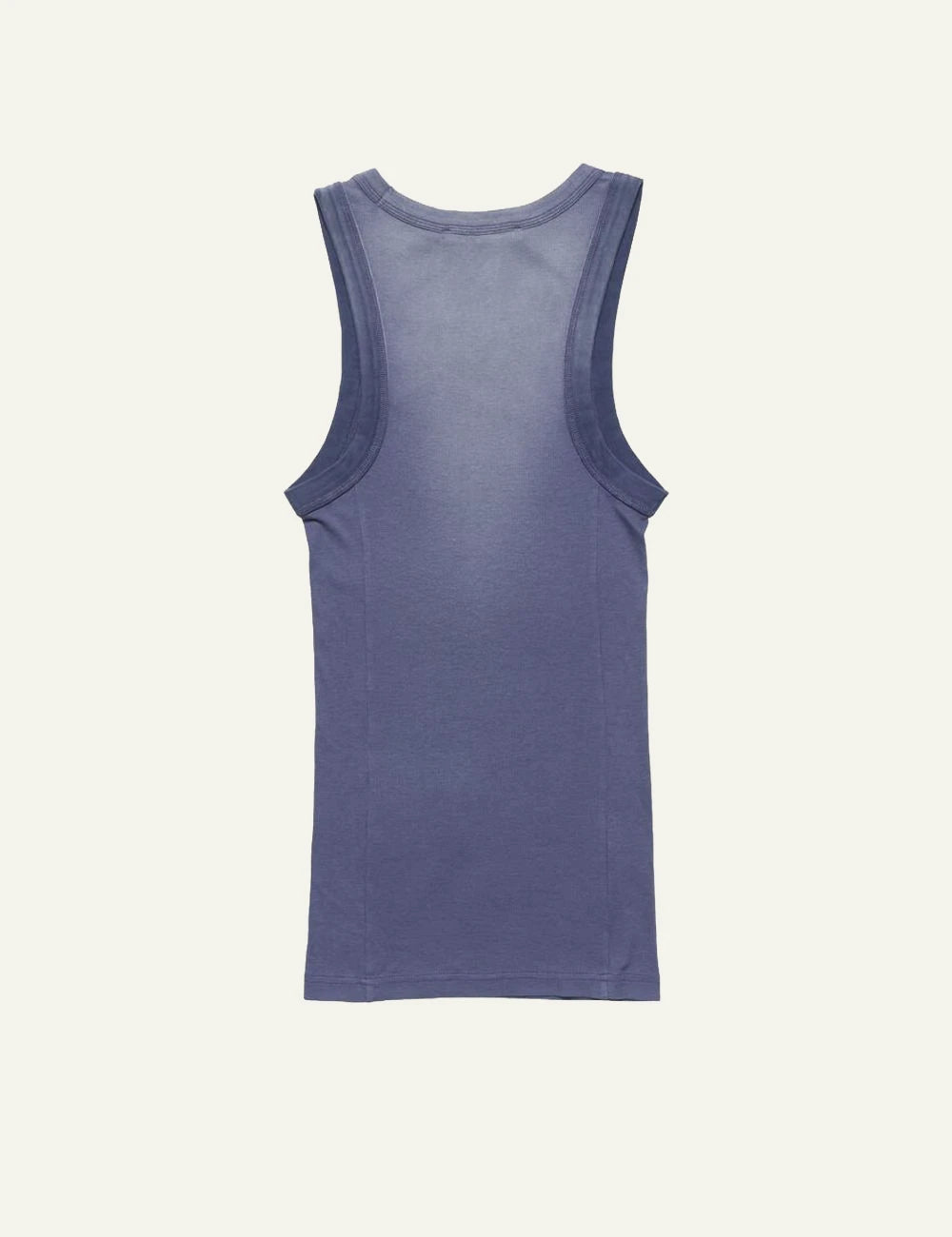 Acne Studios ribbed tank top blue sun kissed fade fitted logo back view