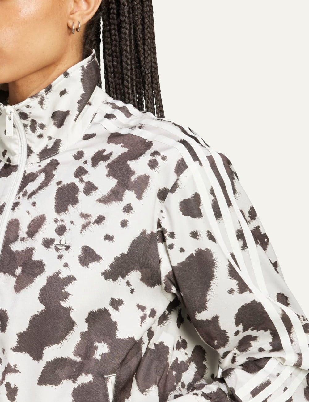 adidas Originals satin track top animal print fabric detail