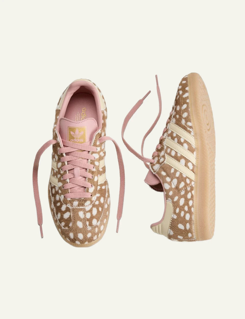 Women's adidas Originals Samba OG animal print leather sneakers in beige, ecru and pink top