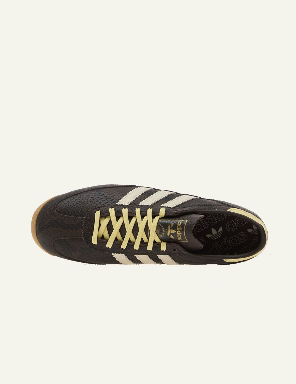 Women's adidas Originals SL 72 OG brown leather sneakers with embossed texture and off-white 3-Stripes top
