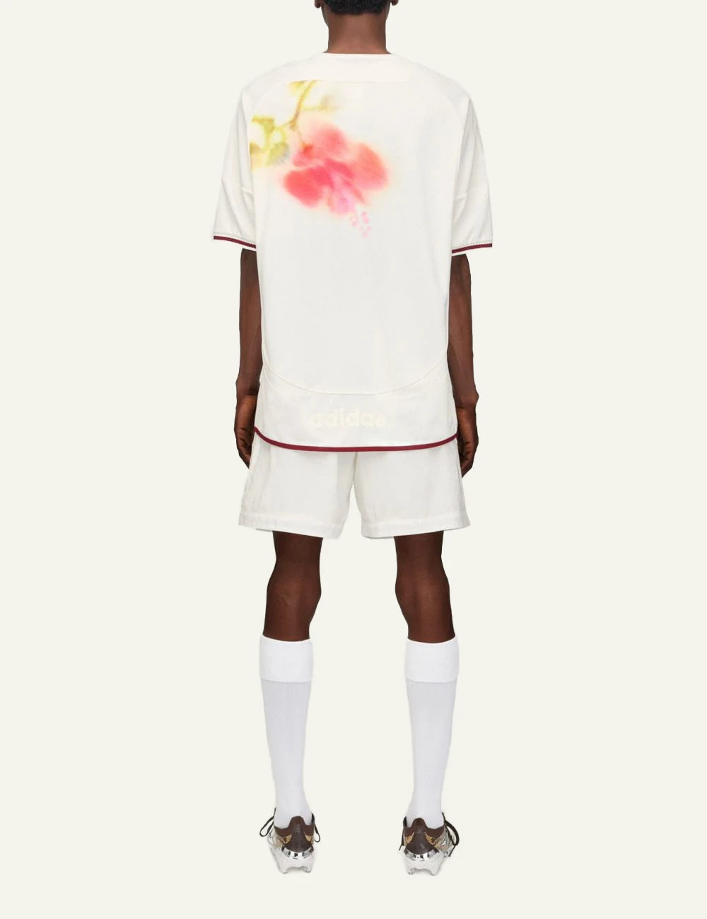 Adidas Wales Bonner football jersey white floral print back view