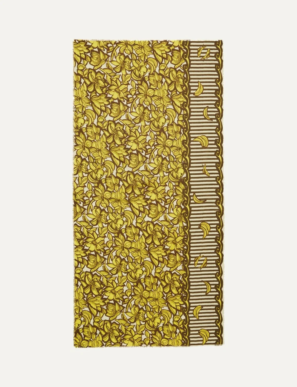 ALEMAIS women yellow brown cotton pareo with floral and banana print