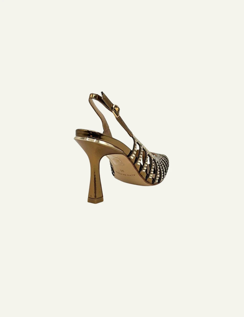 Alma en Pena V261811 heels sandal bronze strass back view