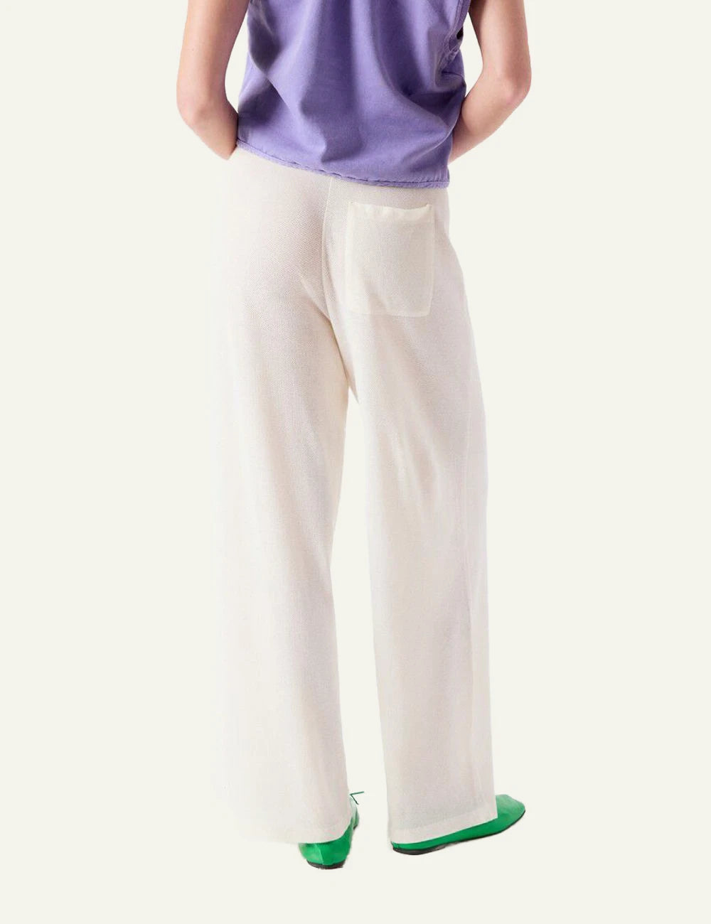 American Vintage Atatrip pants ecru loose fit mesh jogger elastic waist back