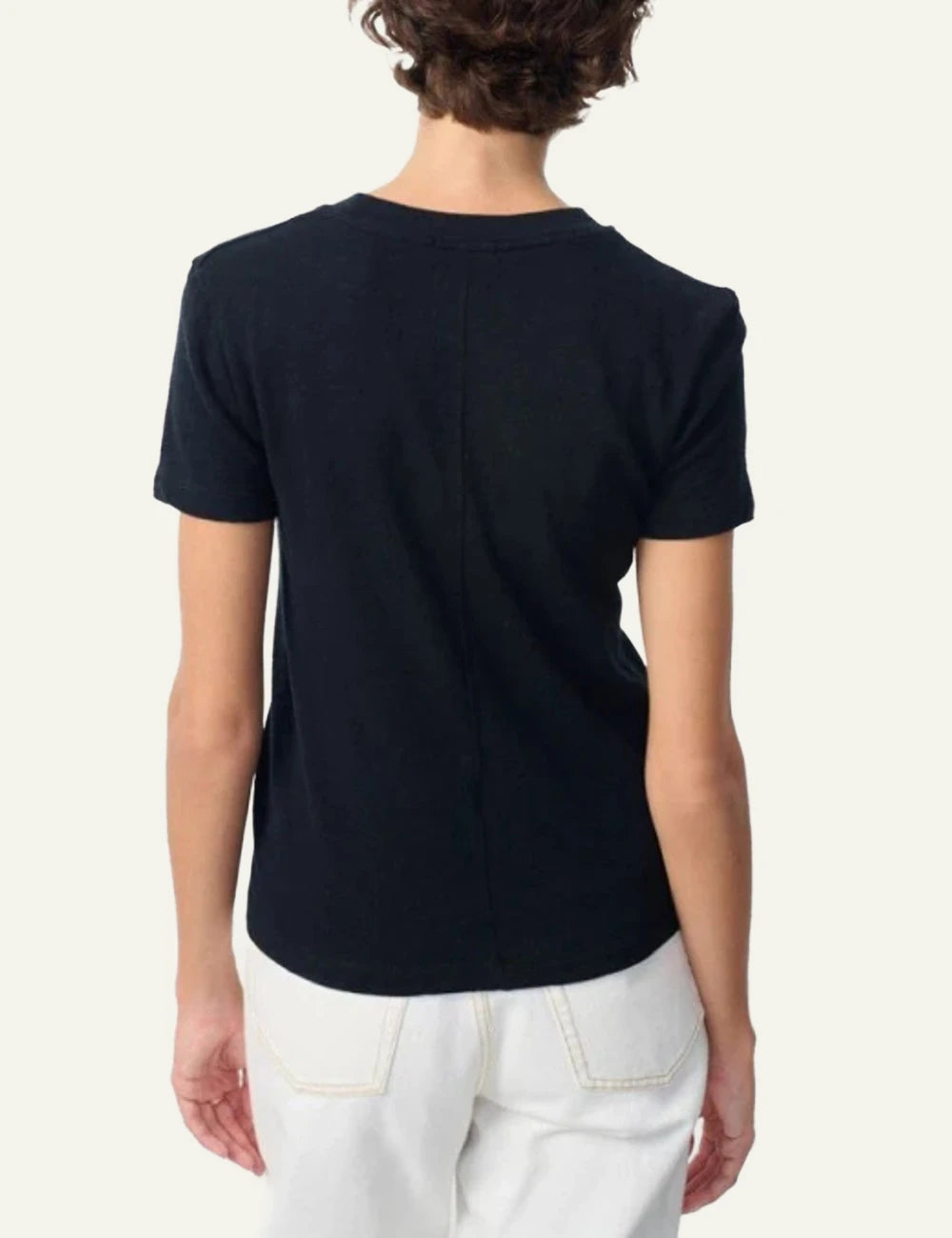 american vintage basic t-shirt black short sleeve crewneck back view