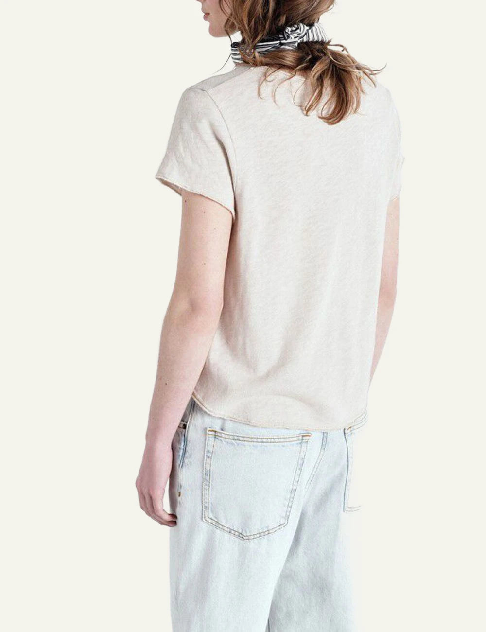 American Vintage t-shirt beige v-neck short sleeve back view