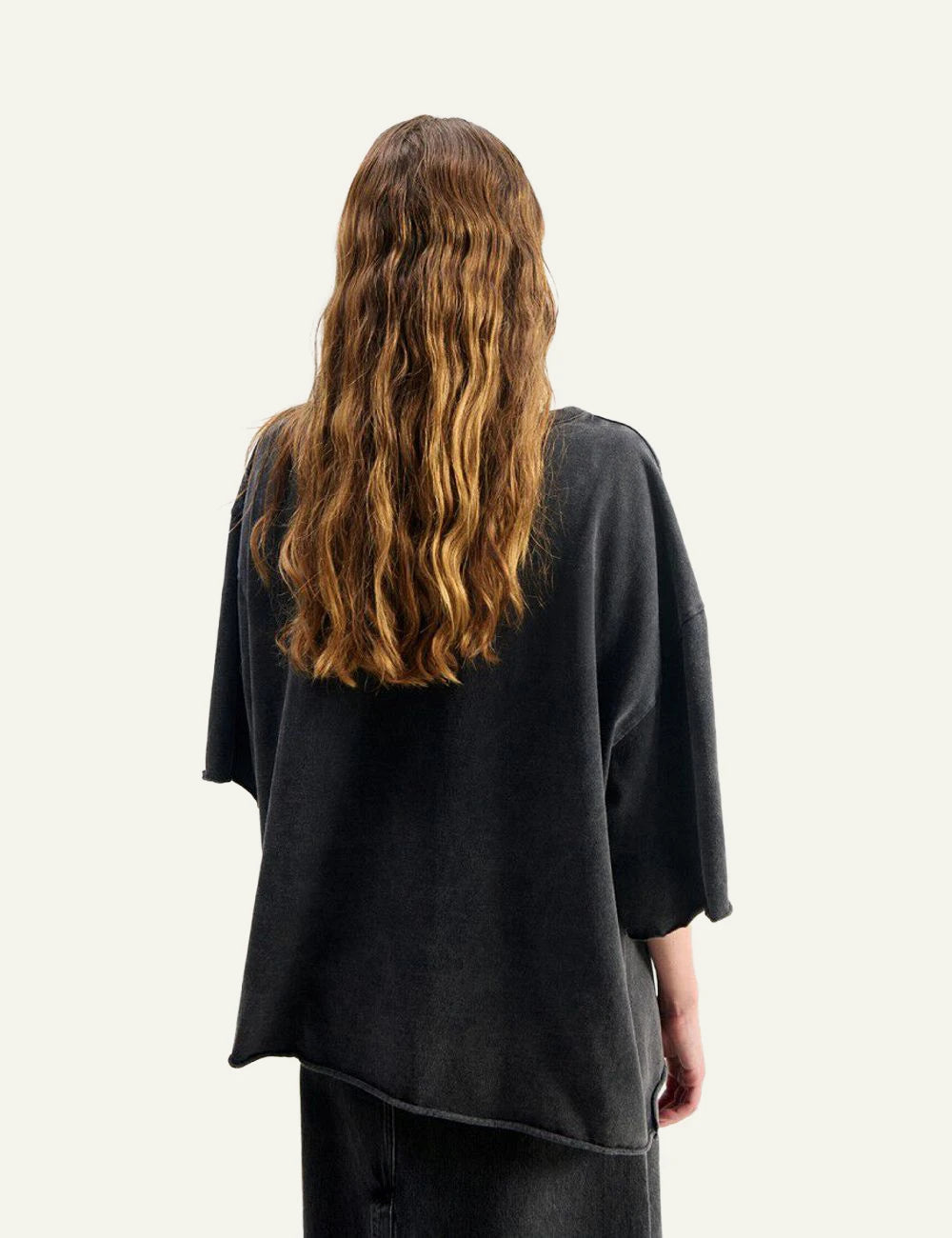 american vintage t-shirt washed dark grey oversized short sleeve back view