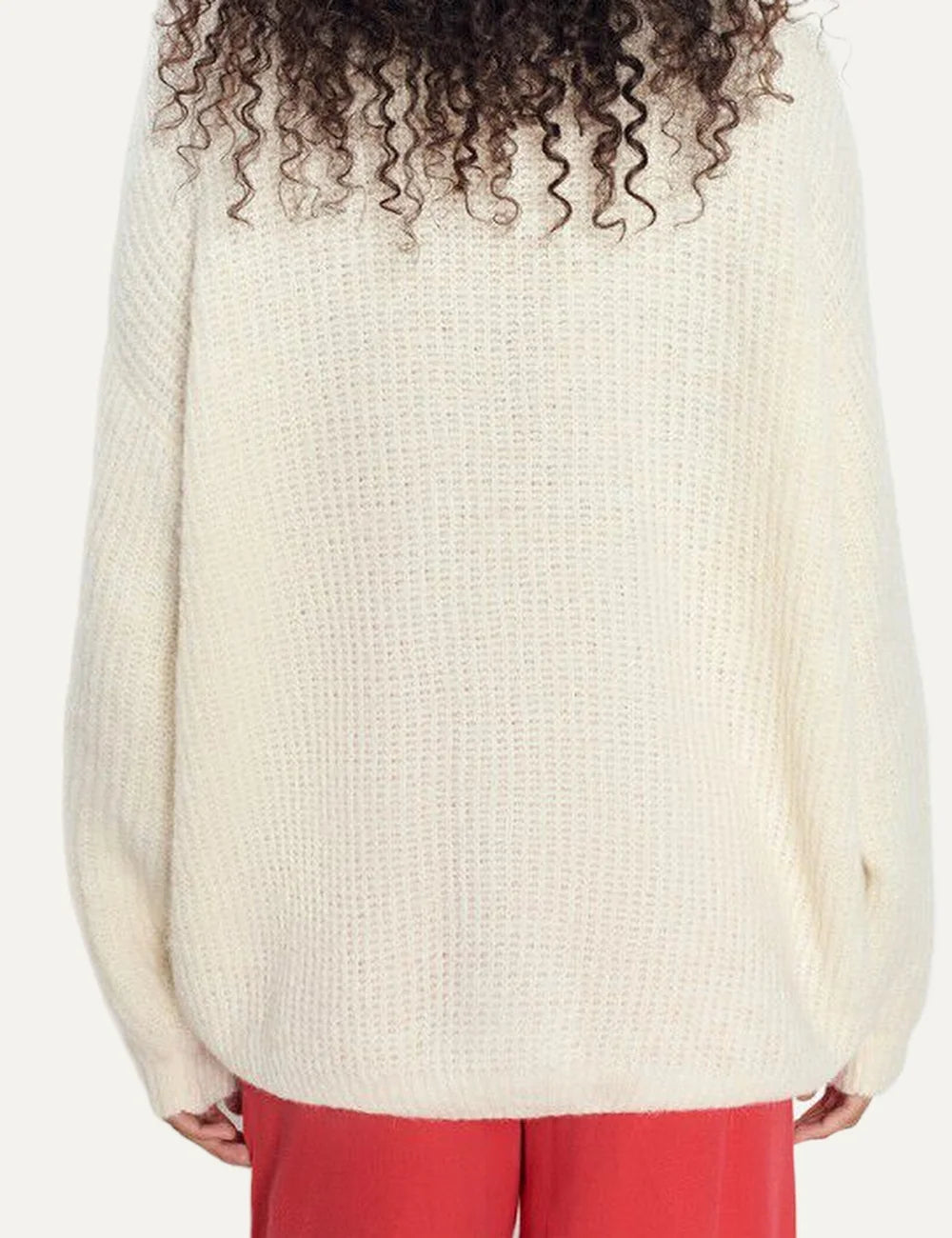American Vintage women's pearl melange wool alpaca knit cardigan back
