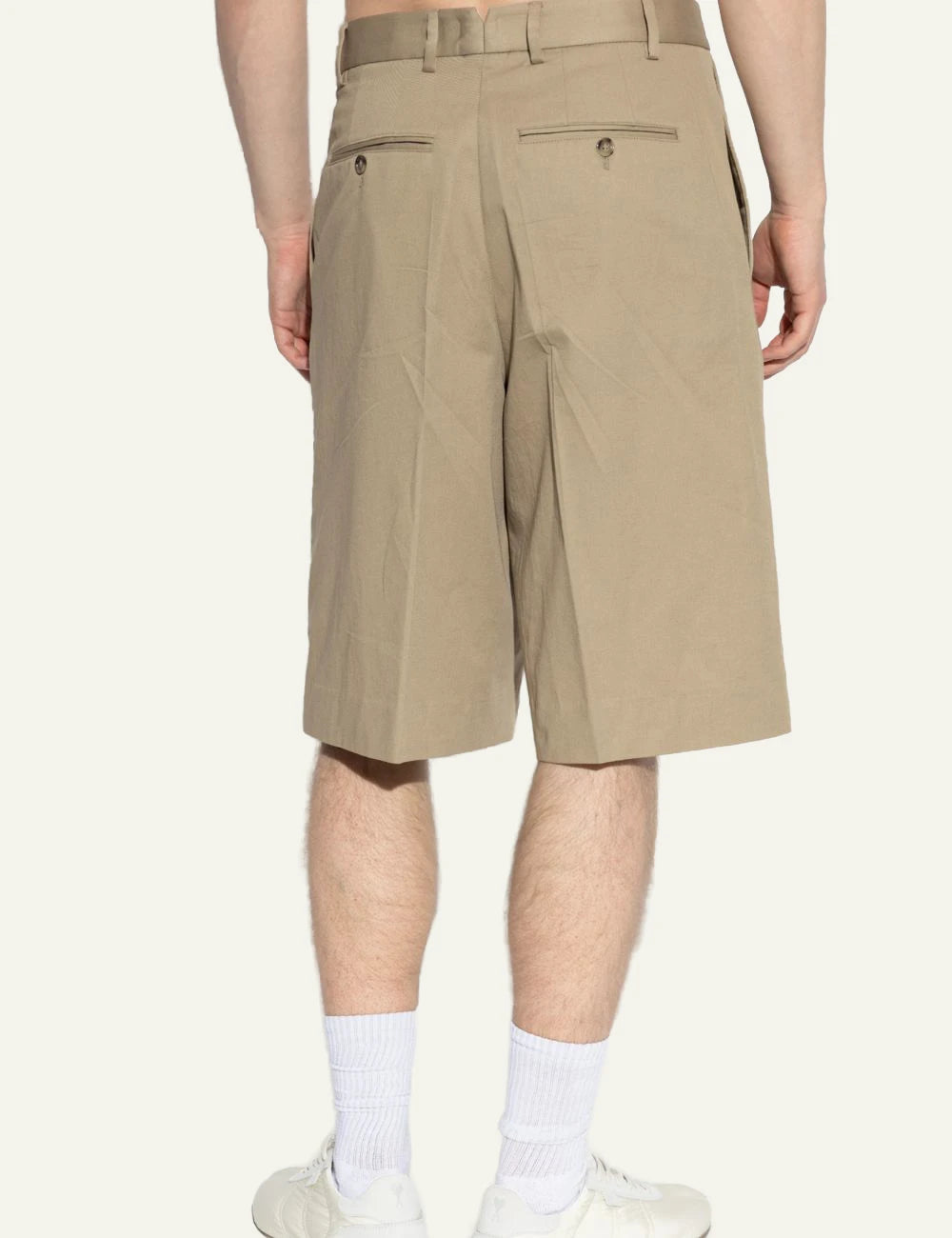 AMI Paris bermuda shorts beige pleated cotton relaxed fit back view