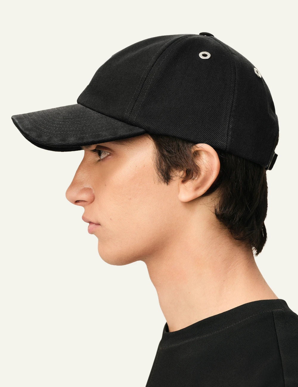 Ami Paris cap black cotton Ami de Coeur logo baseball hat side view