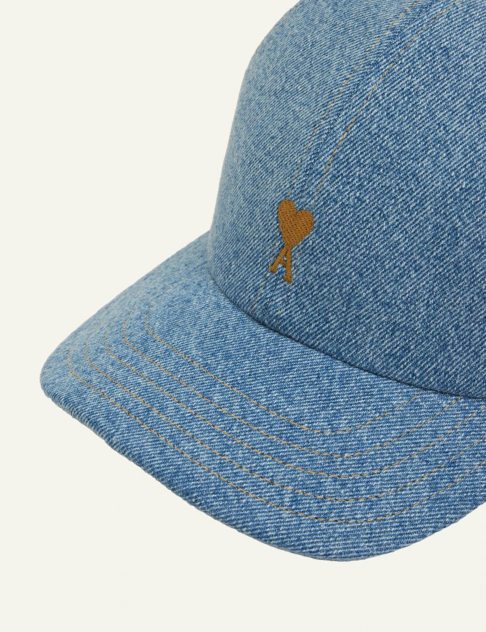Ami Paris denim cap blue logo embroidery detail