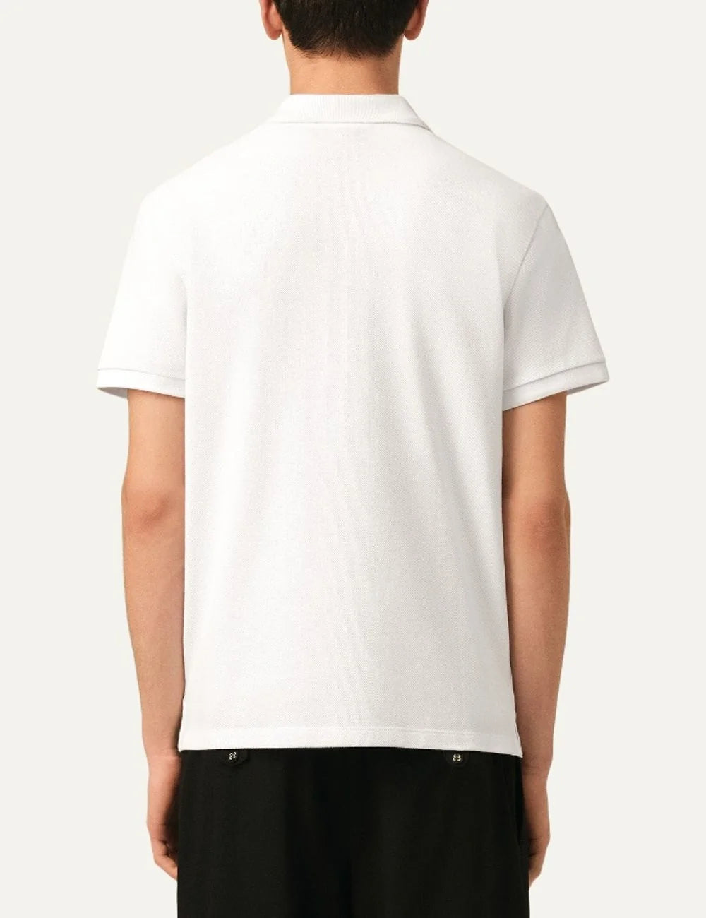 AMI Paris men white organic cotton polo shirt with red Ami de Coeur embroidery back