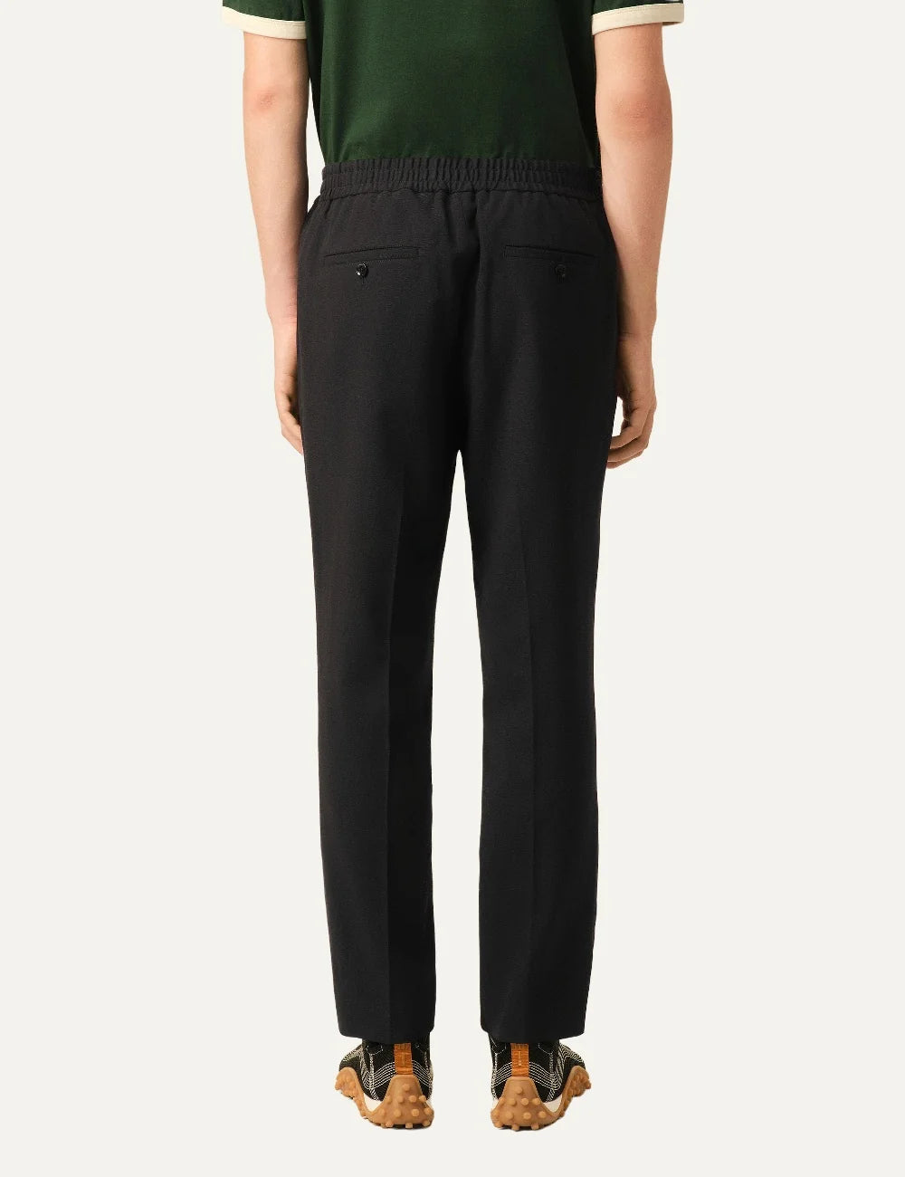 AMI Paris men black straight-leg trousers with elasticated waistband and side pockets back
