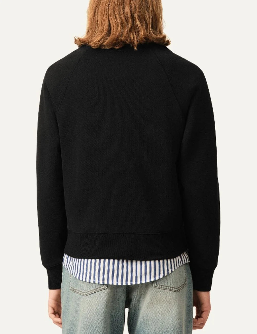 AMI Paris men black organic cotton half-zip sweatshirt with tonal Ami de Coeur logo back
