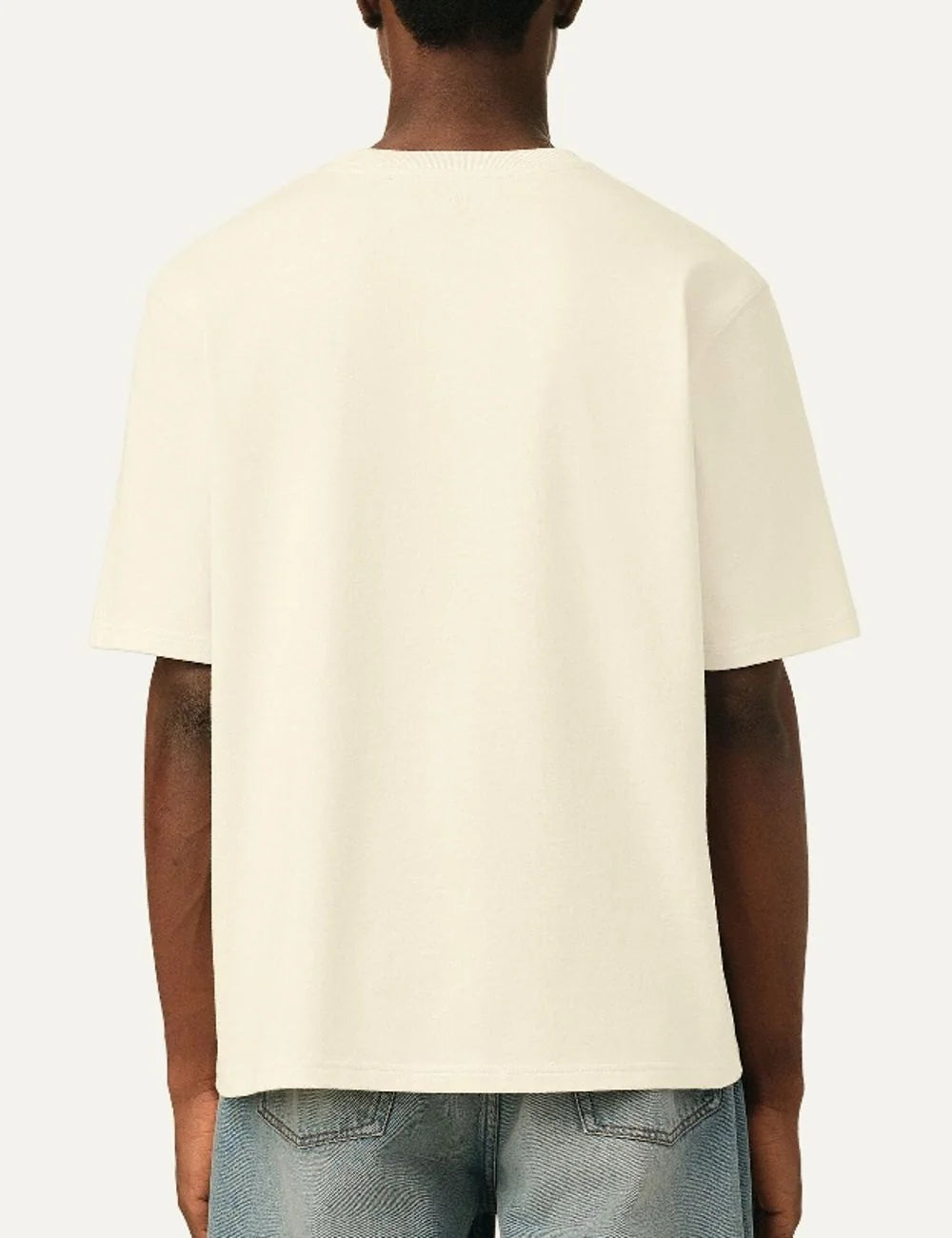 AMI Paris men ecru organic cotton T-shirt with tonal Ami de Coeur logo back