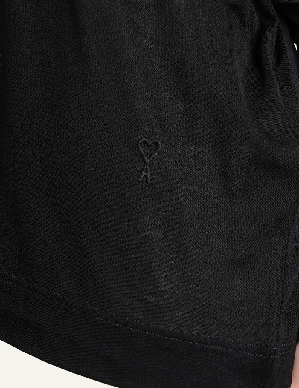 Ami Paris polo black boxy fit short sleeve detail logo